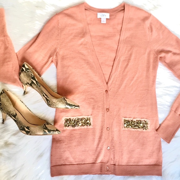 Ann Taylor Loft Cardigan Mauve Pink Size M - Picture 3 of 11